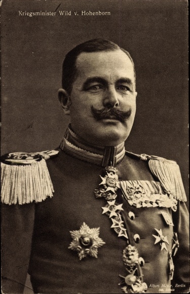 Postcard Minister of War Adolf Wild von Hohenborn, Portrait, Order