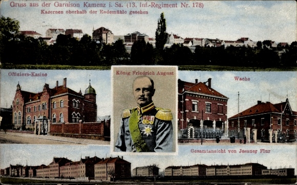 Ak Kamenz Sachsen, Kaserne, KS 13 Inf Regt Nr 178, König Friedrich August, Offizierscasino, Wache