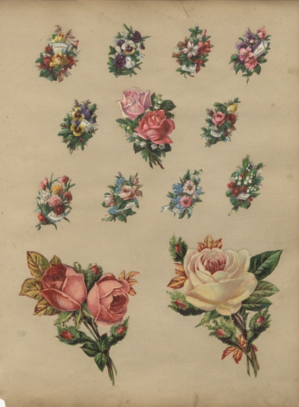13 wafer roses and flower bouquets, approx. 12 x 10 cm to 4 x 3 cm
