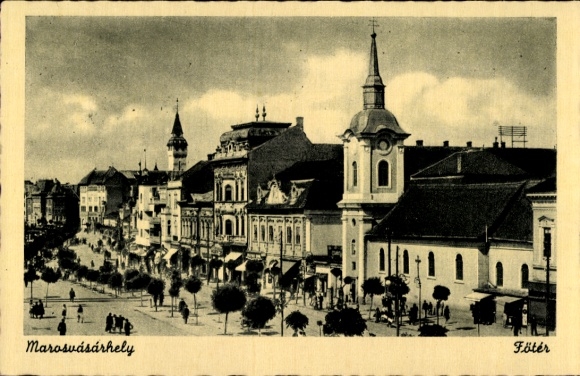 Ak Târgu Mureș Neumarkt am Mieresch Marosvásárhely Transsylvanië Roemenië, straatzicht