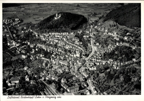 Postcard Biedenkopf on the Lahn, aerial photograph