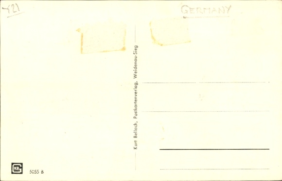 Postcard Kreuztal in Westphalia, Roonstraße with middle and elementary school