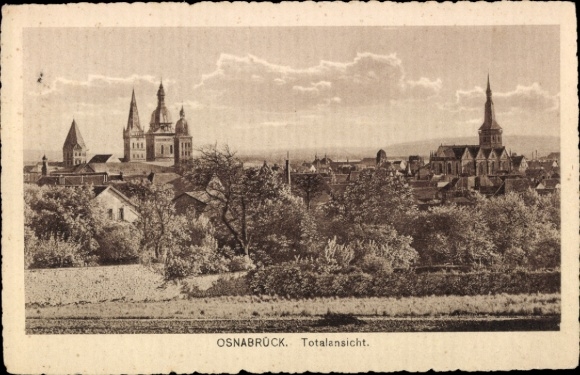 Ak Osnabrück in Niedersachsen, Stadtansicht   Gebäude, Landschaft, sepiafarben