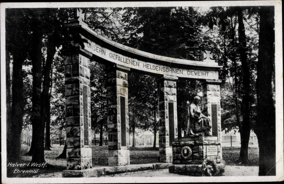 Ansichtkaart Halver in Westfalen, gedenkteken
