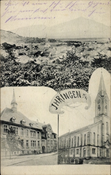 Ak Ihringen am Kaiserstuhl, Gesamtansicht, Kirche