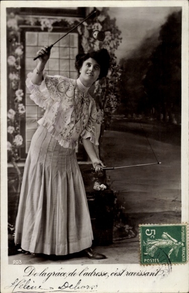 Ak Frau beim Spielen, Diabolo