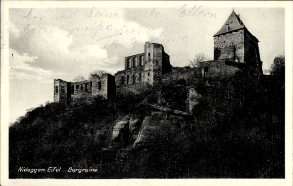 Postcard Nideggen in the Eifel, castle ruins