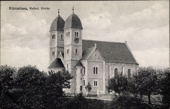Postcard Künzelsau am Kocher Hohenlohekreis, Catholic Church
