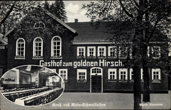 Postcard Kleinschmalkalden Flea Seligenthal Thuringia, Gasthof zum goldenen Hirsch, hall