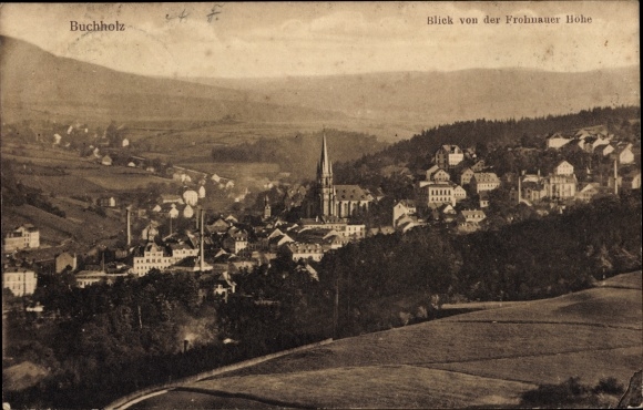 Postcard Annaberg Buchholz in the Erzgebirge, view from the Frohnauer Höhe, church
