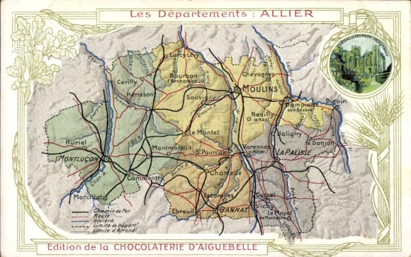 Maps PC Agonges Allier, departments, Chocolaterie d'Aiguebelle, ruins