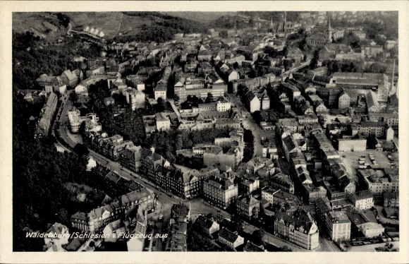 Postcard Wałbrzych Waldenburg Silesia, aerial photograph