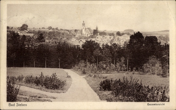 Postcard Bad Steben in Upper Franconia, general view of the city, nature, path