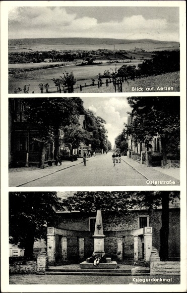 Postcard Aerzen in the Weserbergland, war memorial, Osterstrasse