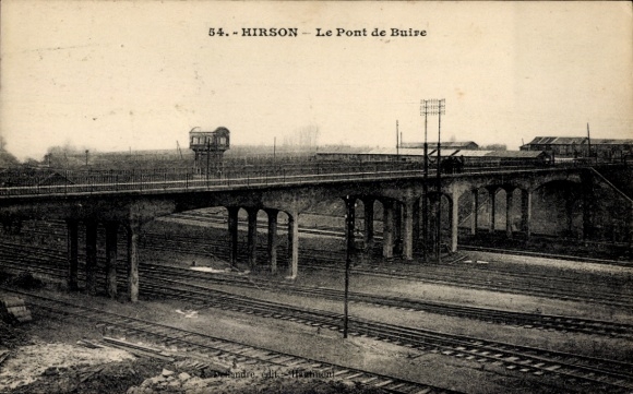 Ak Hirson Aisne, brug, spoorlijnen, treinstation, Le Pont de Buire