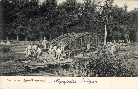 Postcard Kuk Army, Railway Company, Pioneers in Fishbelly Carrier Transport, World War I