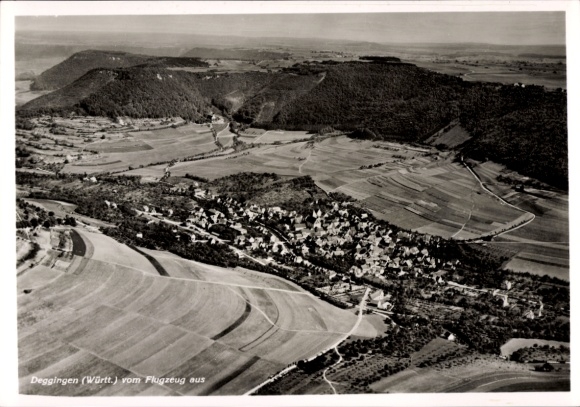 Postcard Deggingen in Württemberg, aerial photograph