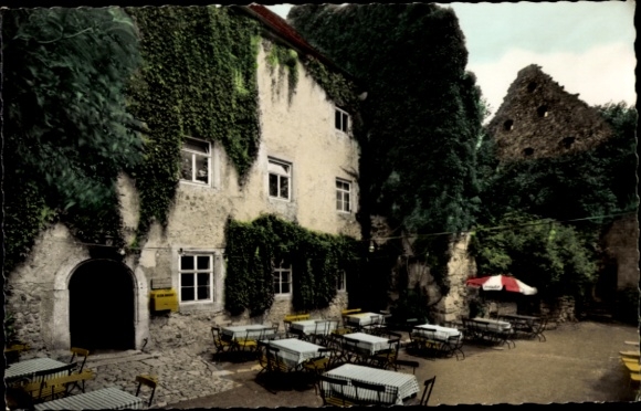 Ak Ostheim vor der Rhön Unterfranken, Ruine Lichtenburg, Burgrestaurant