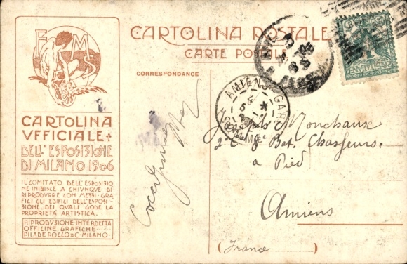 Artist Postcard Milano Milan Lombardy, Exhibition 1906, French Decorative Arts