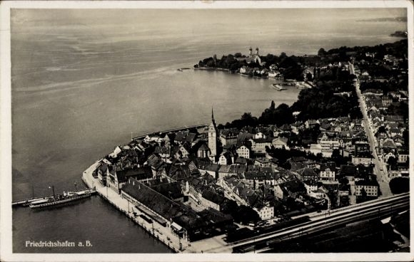 Postcard Friedrichshafen on Lake Constance, aerial photograph
