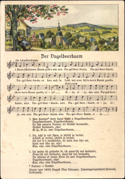 Song Postcard Vogel, Wilhelm, Der Vugelbeerbaam, Can be beautiful Baam there, landscape idyll