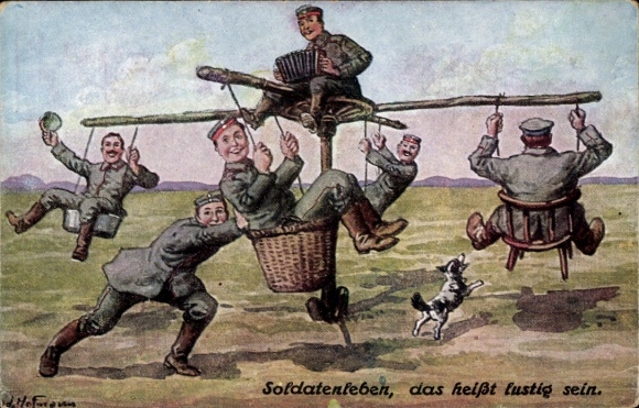 Artist Postcard Hoffmann, Ad., Soldier's life means being funny, Carousel