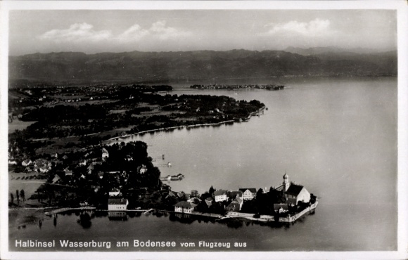 Ak Wasserburg am Bodensee Schwaben, Fliegeraufnahme