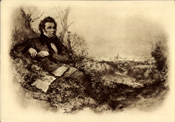 Postal stationery artist PC Austrian composer Franz Schubert, portrait