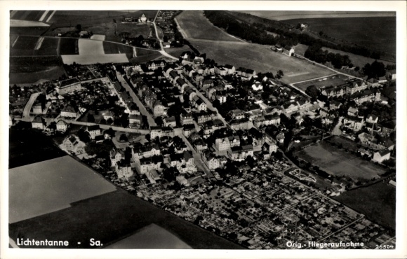 Postcard Lichtentanne Saxony, aerial view of many houses, rural surroundings