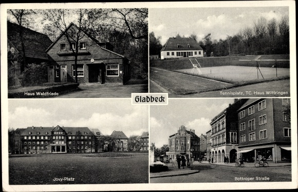 Postcard Gladbeck in the Ruhr area, tennis court TC Haus Wittringen, Bottroper Straße, Jovy Platz