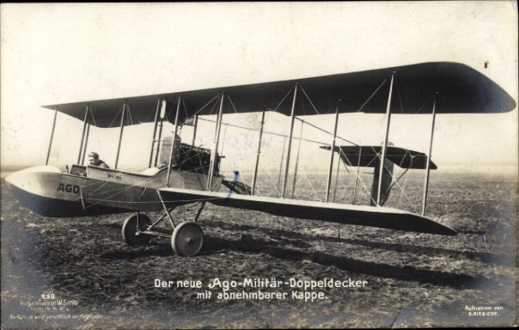 Postcard Ago military biplane, Sanke 250