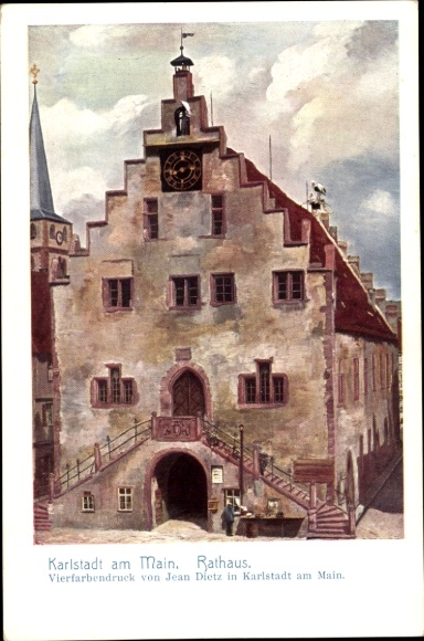 Artist Postcard Dietz, Jean, Karlstadt am Main, Town Hall
