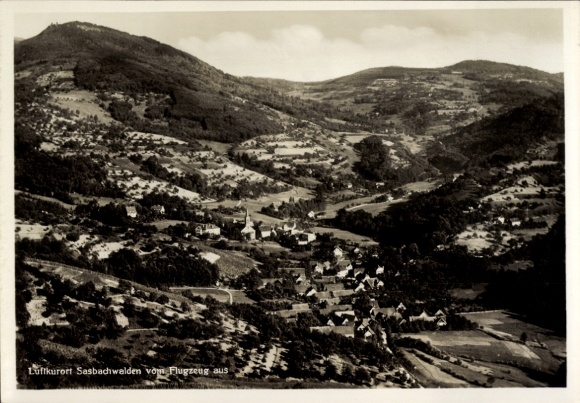 Postcard Sasbachwalden in the Black Forest, climatic health resort view from the airplane