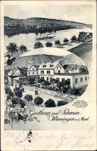 PC Winningen on the Moselle, Inn zum Schwan, panorama