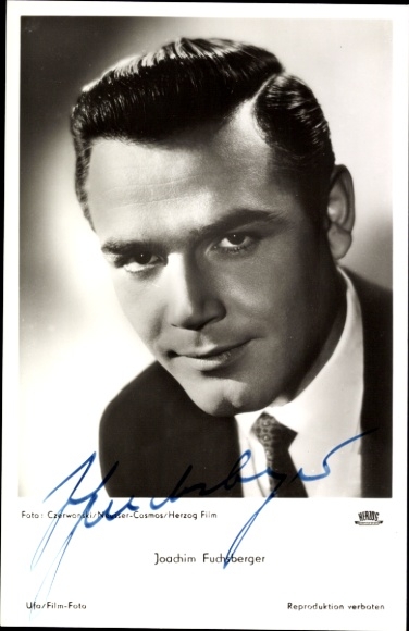 Ak Schauspieler Joachim Fuchsberger, Portrait, Film Symphonie in Gold, Autogramm