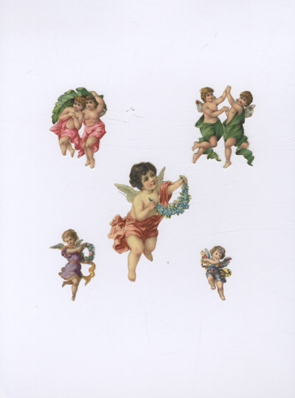 5 wafers Little Angels with flower wreaths, approx. 8 x 6 cm to 4 x 2.5 cm