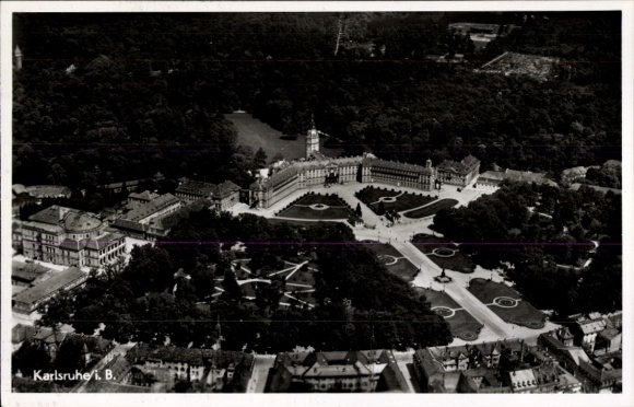 Postcard Karlsruhe in Baden, aerial photograph