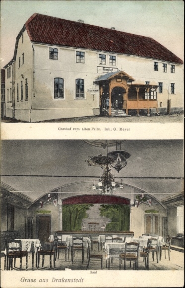 Postcard Drakenstedt Drackenstedt Eilsleben in Saxony Anhalt, Gasthof zum alten Fritz, hall