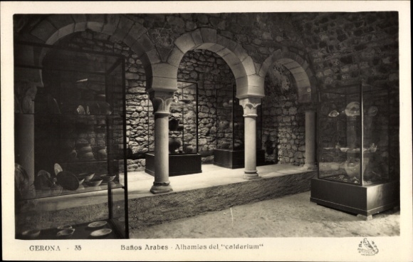 Postcard Gerona Girona Catalonia, Arab Baths, Caldarium Baths, Exhibition Rooms
