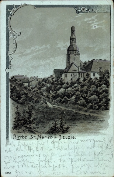 Maanlicht litho Bad Belzig in Brandenburg, St. Mariakerk