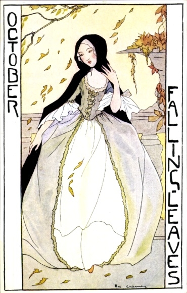 Künstler Ak Cramer, Rie, Oktober, Allegorie, Fallende Blätter