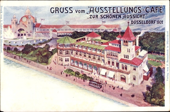 Artist PC Schreiber, Düsseldorf am Rhein, exhibition cafe Zur Schönen Aussicht, exhibition 1902