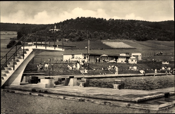 Postcard Steinbach Hallenberg in the Thuringian Forest, swimming pool