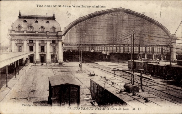 Postcard Bordeaux Gironde, station hall St Jean