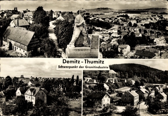 Ak Demitz Thumitz in Sachsen, Teilansichten, Granitindustrie