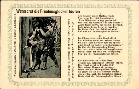 Song Postcard When the peace bells ring, soldier with family