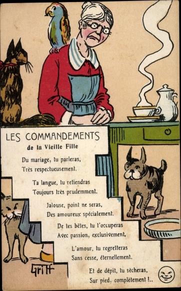 Künstler Ak Griff, Les Commandements de la Vieille Fille