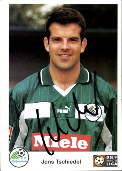 Autogrammkarte Fußballer Jens Tschiedel, FC Gütersloh, Autogramm
