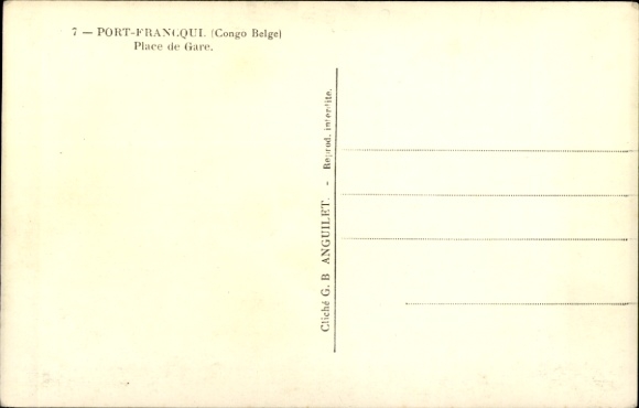 Postcard Port Francqui Belgian Congo Zaire, railway station, track side