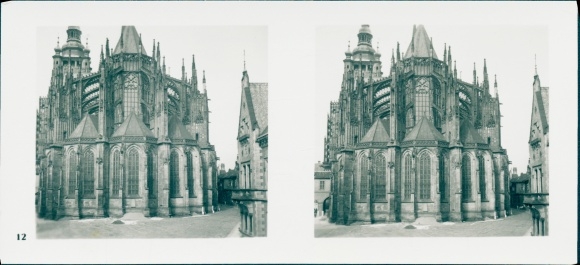 Zdjęcie stereo Praha Praga, miasto zamkowe, katedra